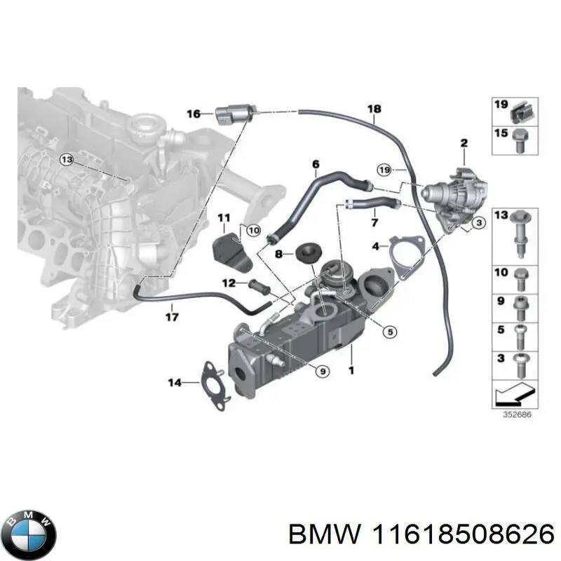 Прокладка холодильника EGR системы рециркуляции газов на BMW 5 (F10) купить.