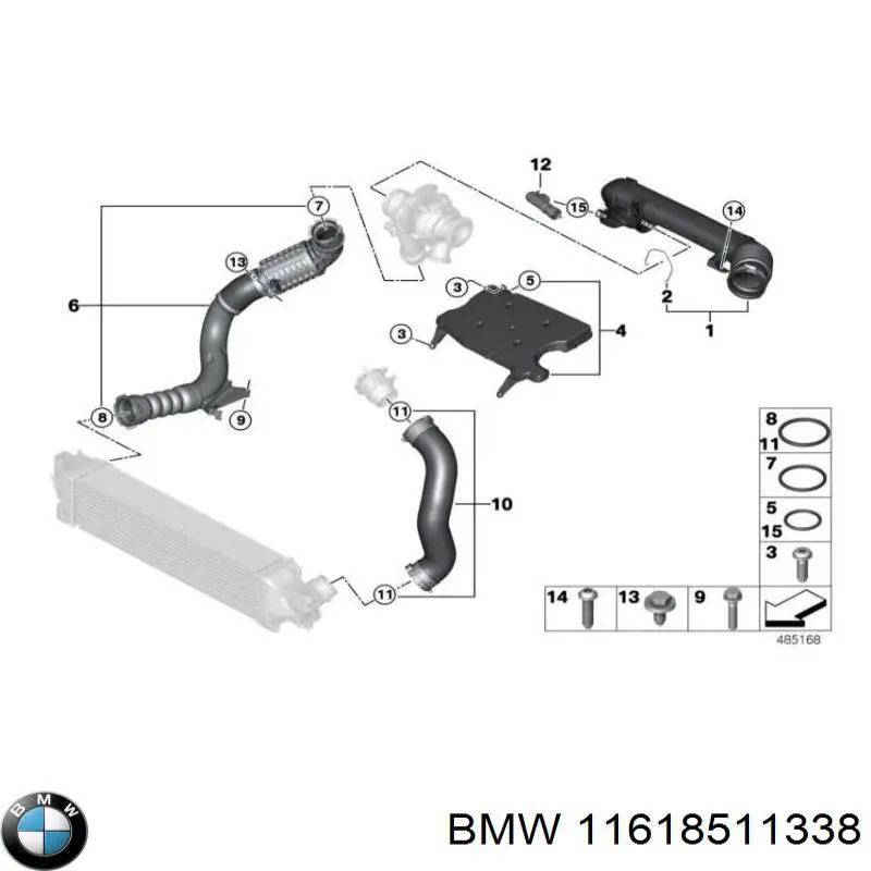 Шланг (патрубок) интеркуллера левый BMW 11618511338