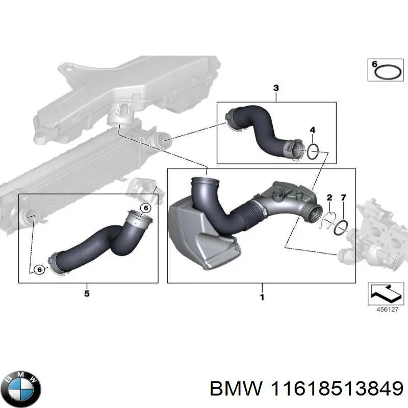 11618513849 BMW mangueira (cano derivado esquerda de intercooler)