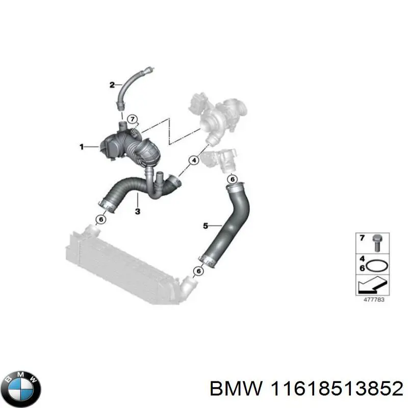 Шланг (патрубок) интеркуллера левый BMW 11618513852