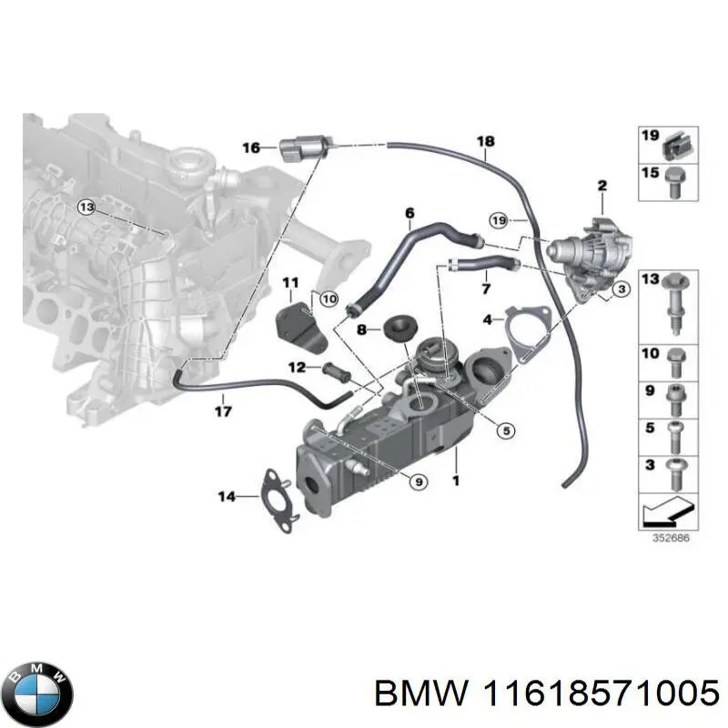 Прокладка холодильника EGR системи рециркуляції газів 11618571005 BMW