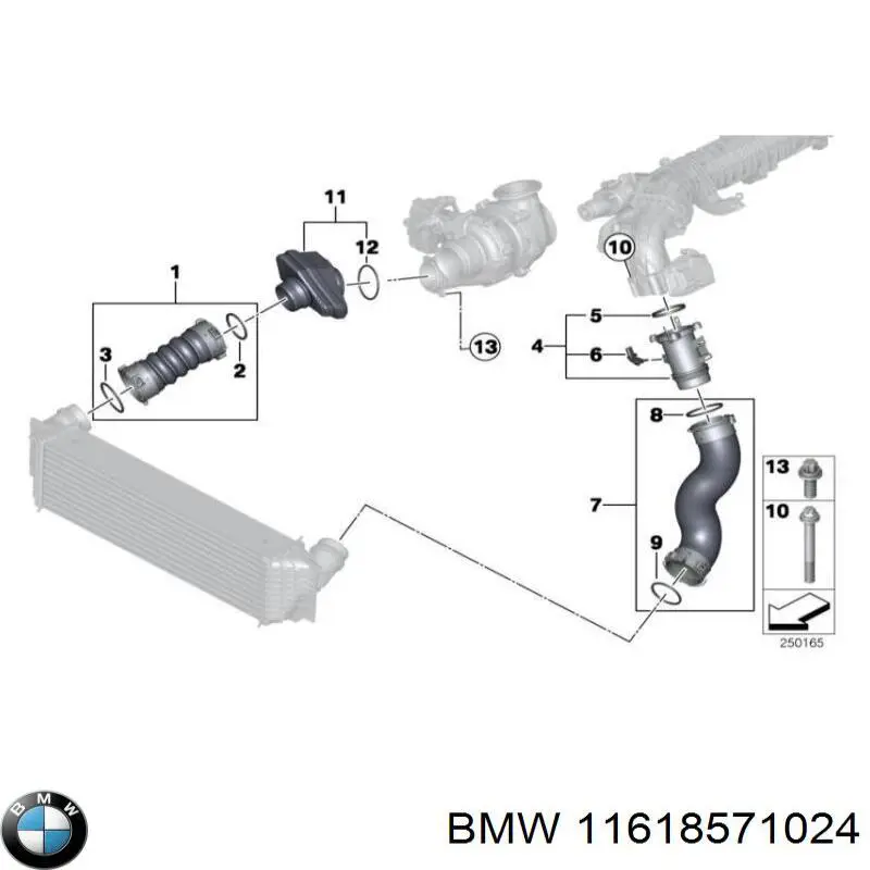 Mangueira (cano derivado) direita de intercooler para BMW 3 (G20)