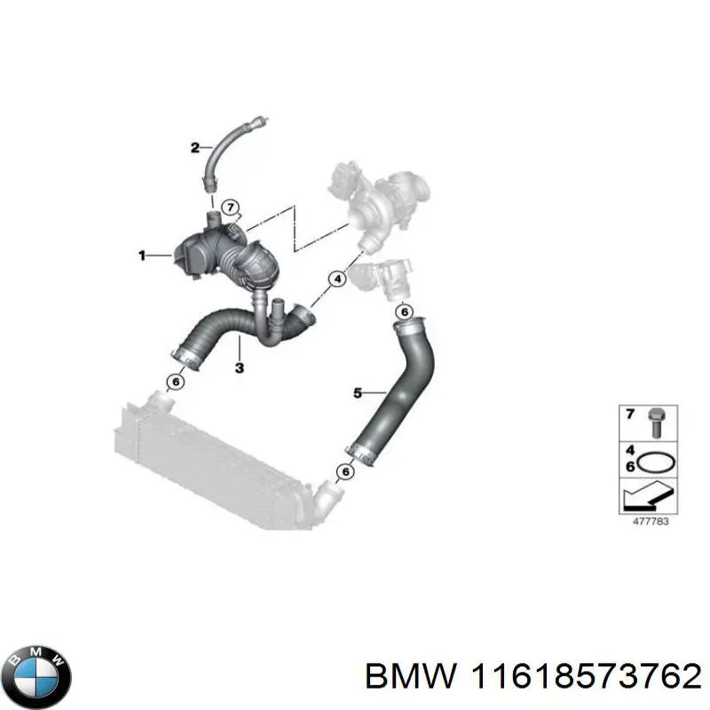 11618573762 BMW шланг (патрубок интеркуллера правый)