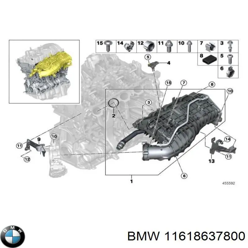 Прокладка впускного коллектора BMW 11618637800