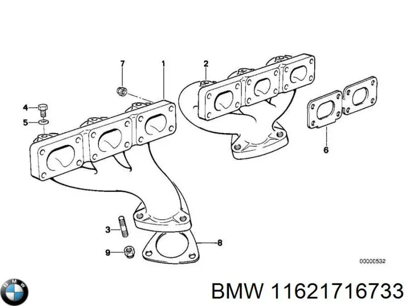 Коллектор выпускной задний 11621716733 BMW