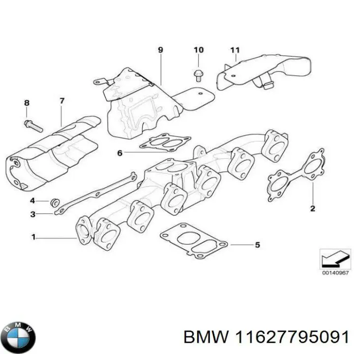11627795091 BMW прокладка коллектора