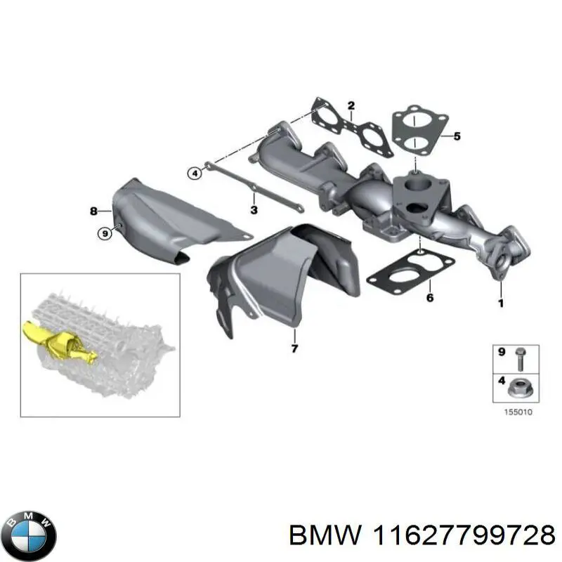 11627799728 BMW vedante de tubo coletor de escape