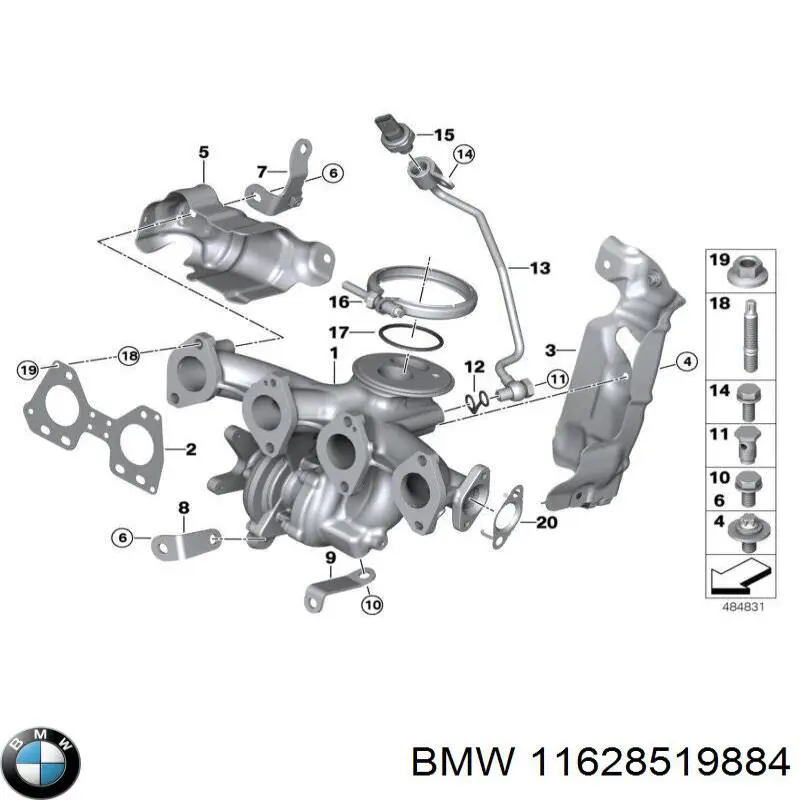 Compre 11628519884 BMW Vedante de tubo de admissão do silenciador