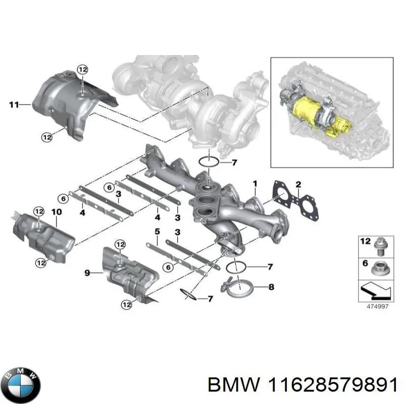 Прокладка выпускного коллектора BMW 11628579891