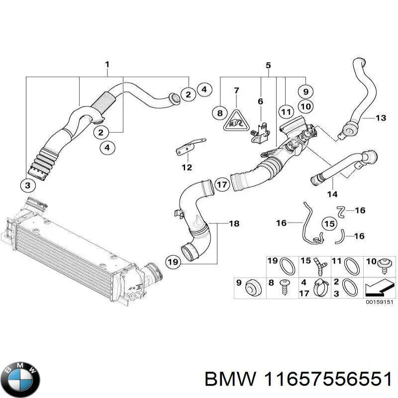 11657556551 BMW шланг (патрубок интеркуллера правый)