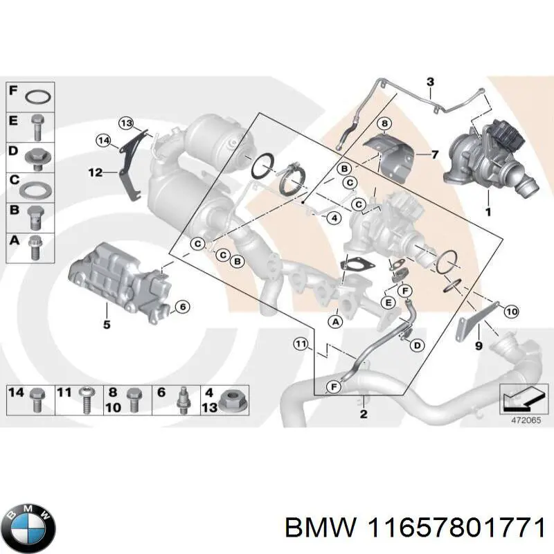 Болт крепления турбины 11657801771 BMW