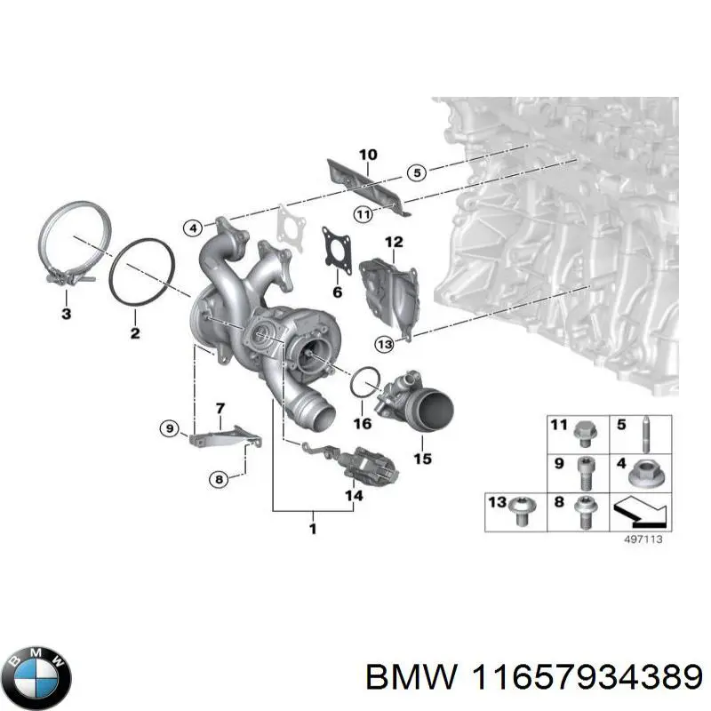 Kit de reparação de wastegate de turbina para BMW 8 (G15, F92)