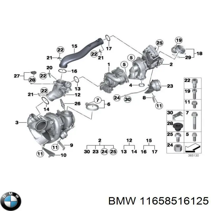 Турбонагнетатель BMW 11658516125 цена, от 610.17 USD