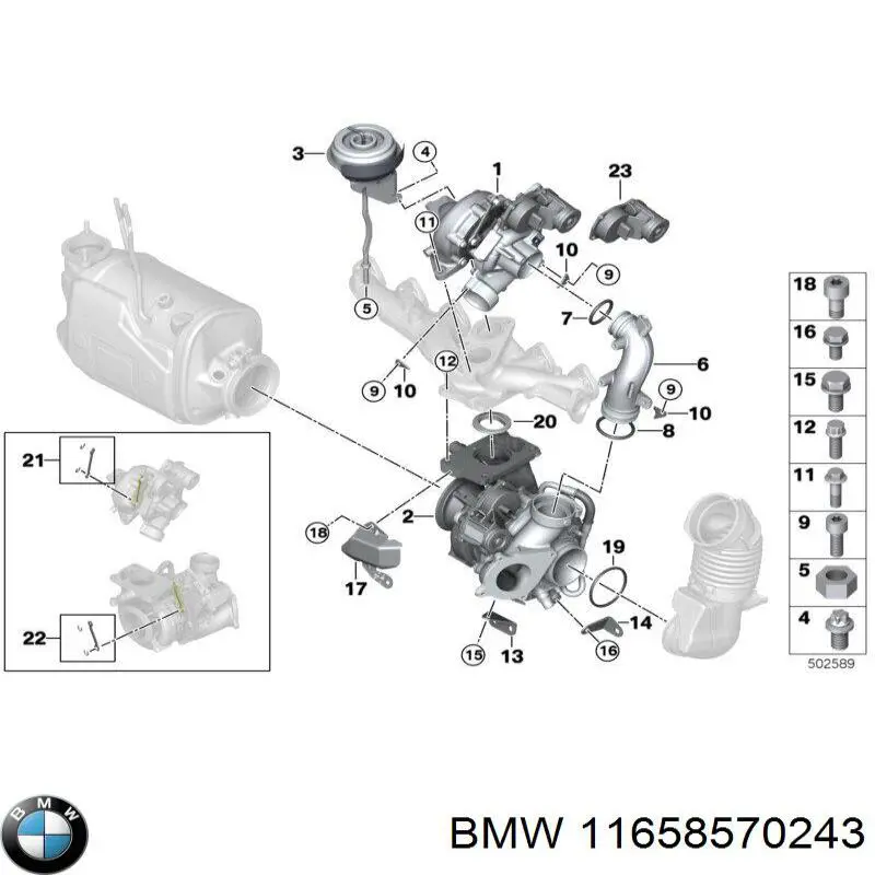 Турбонагнетатель BMW 11658570243 цена, от 1723.85 USD