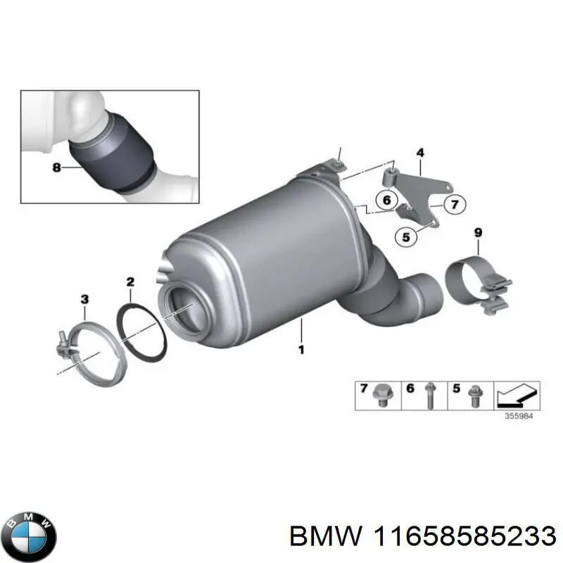 Abrazadera Del Colector De Escape 11658585233 BMW