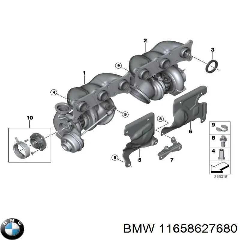 Acoplamento de baioneta do turbo para BMW 7 (F01, F02, F03, F04)