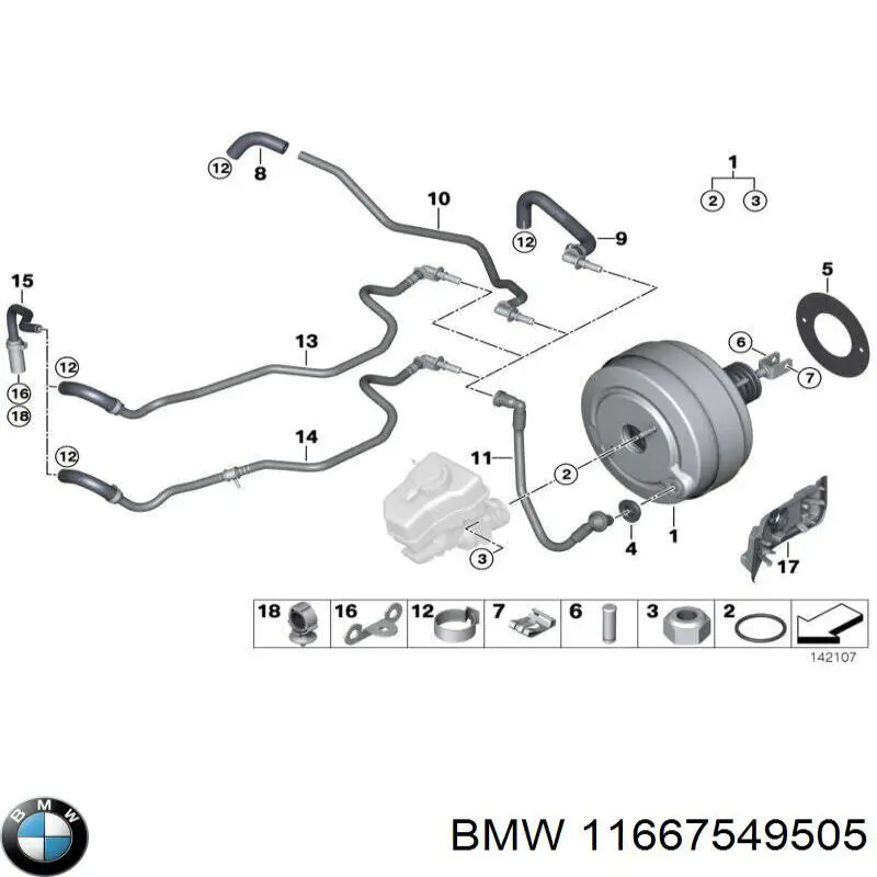 Трубка вакуумного усилителя тормозов 11667549505 BMW