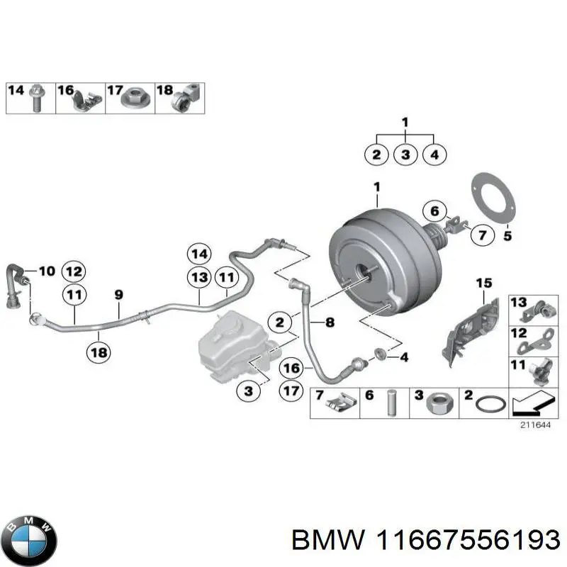 11667556193 BMW трубка вакуумного усилителя тормозов