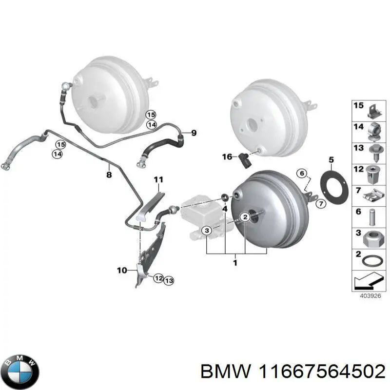 11667564502 BMW трубка вакуумного усилителя тормозов