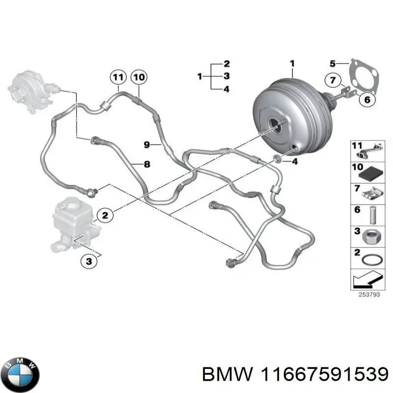 11667591539 BMW трубка вакуумного усилителя тормозов