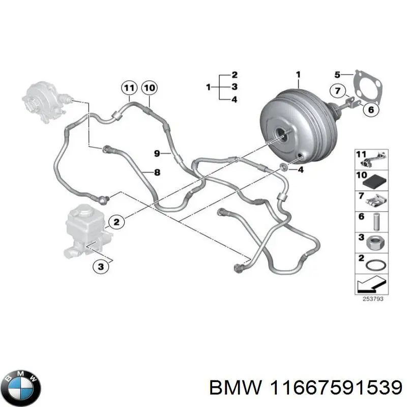 Купить 11667591539 BMW Трубка вакуумного усилителя тормозов