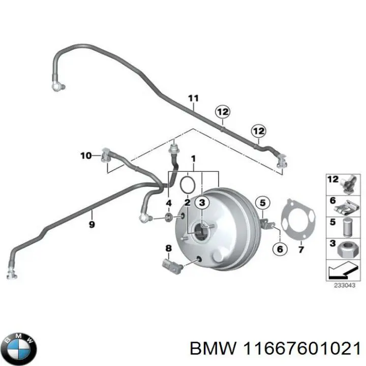 11667601021 BMW трубка вакуумного усилителя тормозов