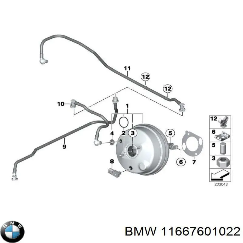 Трубка вакуумного усилителя тормозов 11667601022 BMW