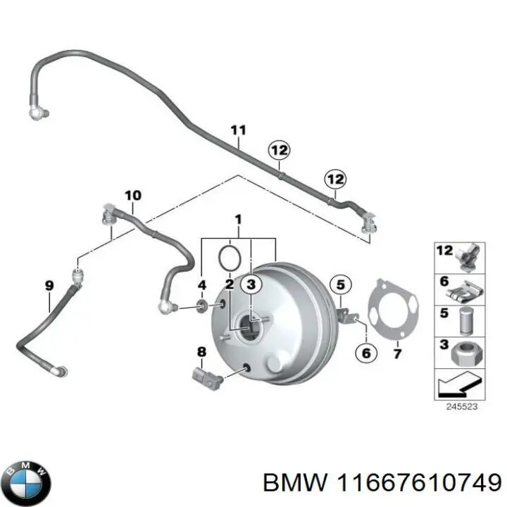 Купить 11667610749 BMW Трубка вакуумного усилителя тормозов
