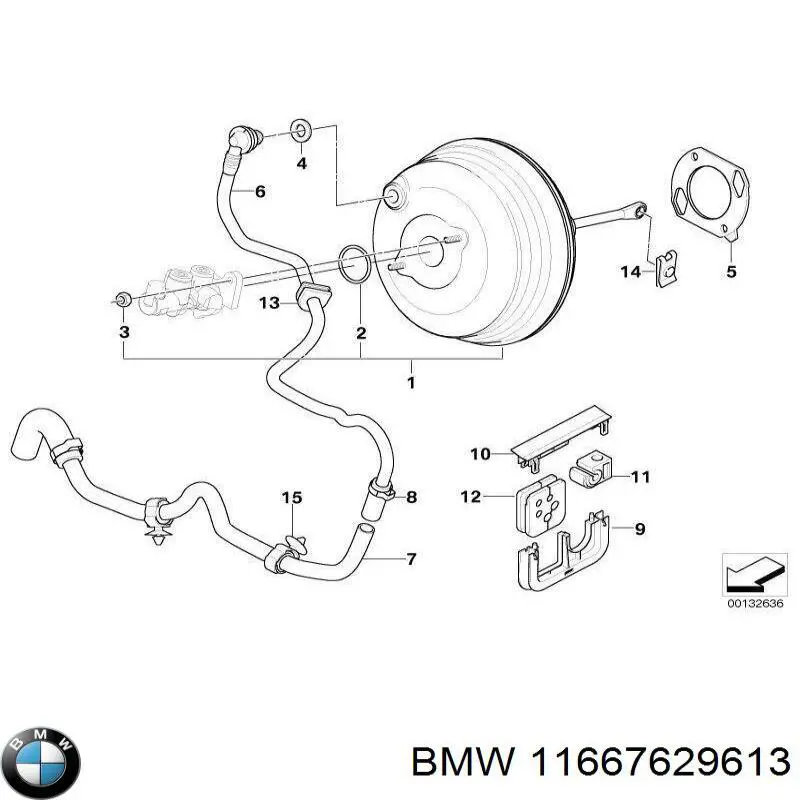 11667629613 BMW трубка вакуумного усилителя тормозов