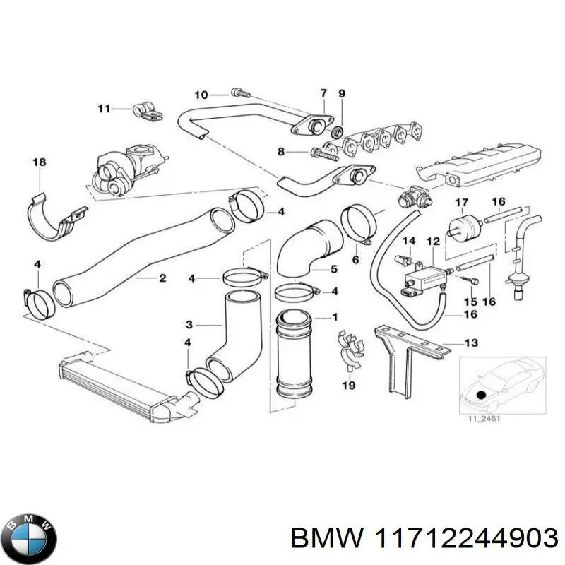 11712244903 BMW mangueira da direção hidrâulica assistida de pressão alta desde a bomba até a régua (do mecanismo)