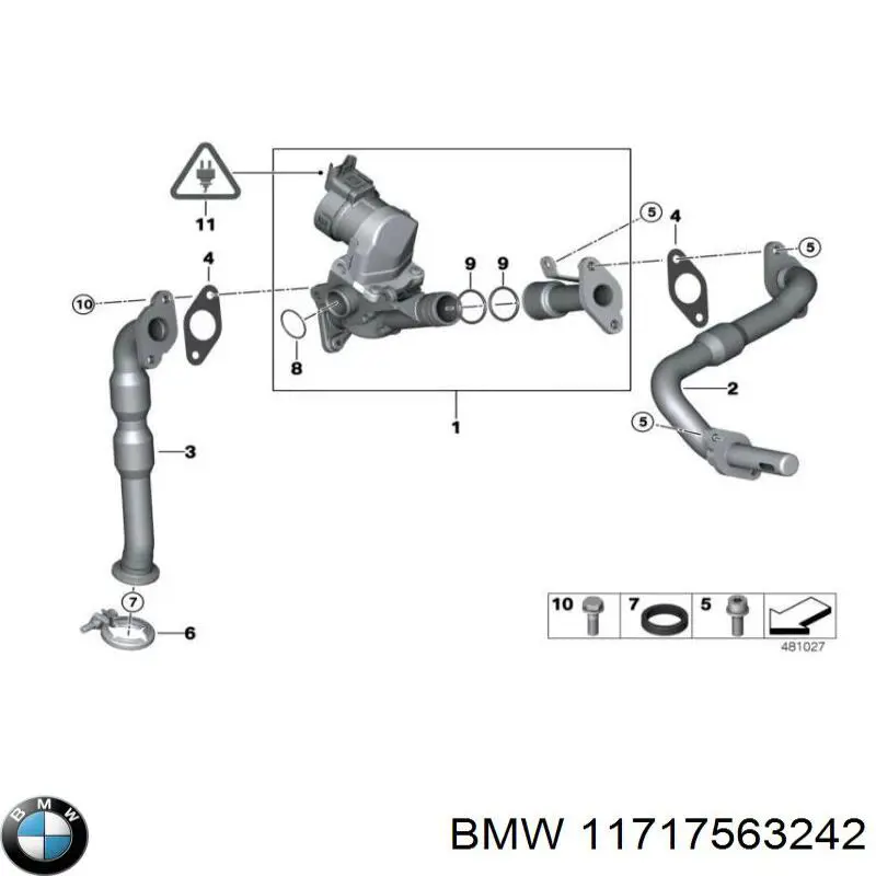 Патрубок системы рециркуляции отработавших газов BMW 11717563242 цена, от 38.01 USD