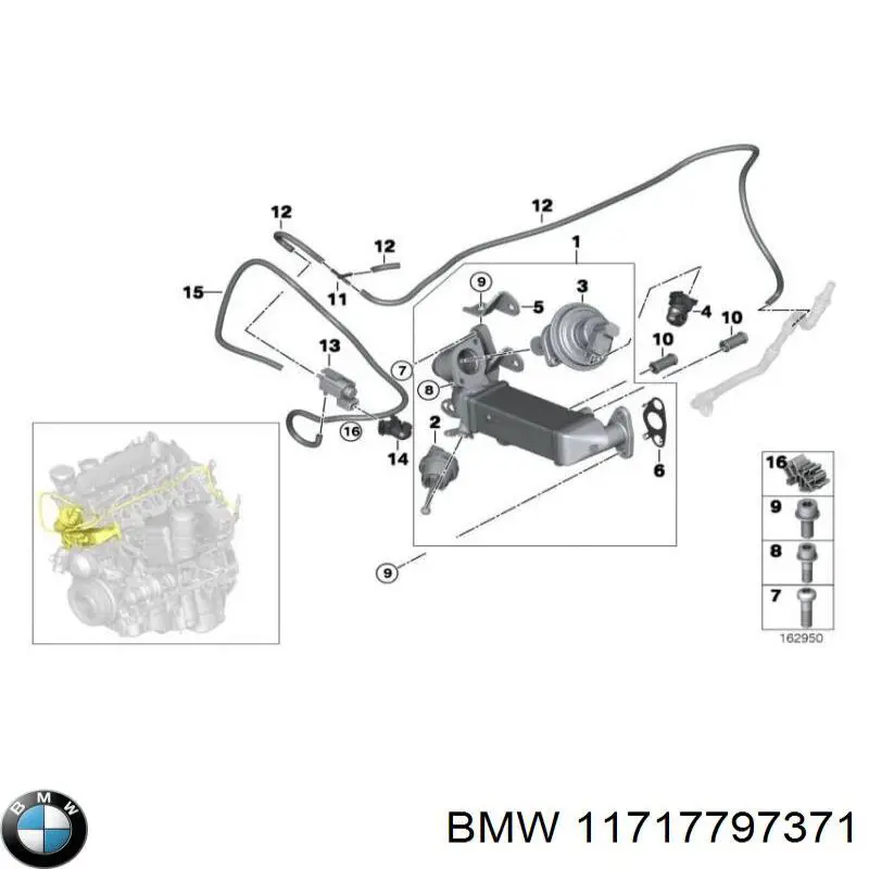 11717797371 BMW radiador do sistema egr de recirculação dos gases de escape