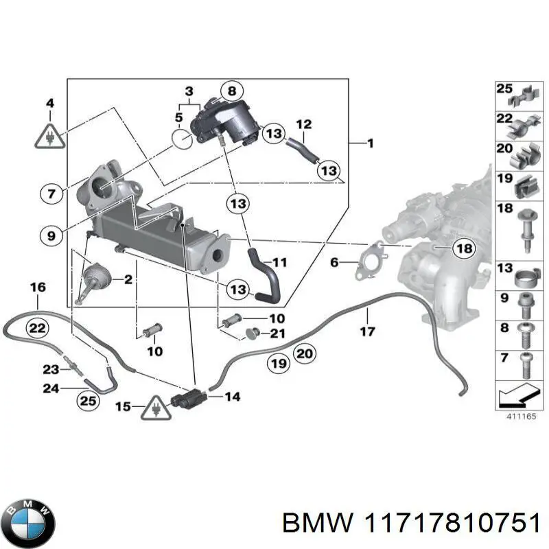 11717810751 BMW radiador do sistema egr de recirculação dos gases de escape
