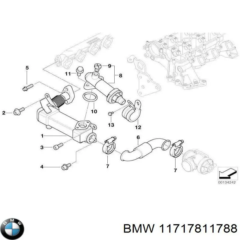 Шланг тормозной задний правый 11717811788 BMW