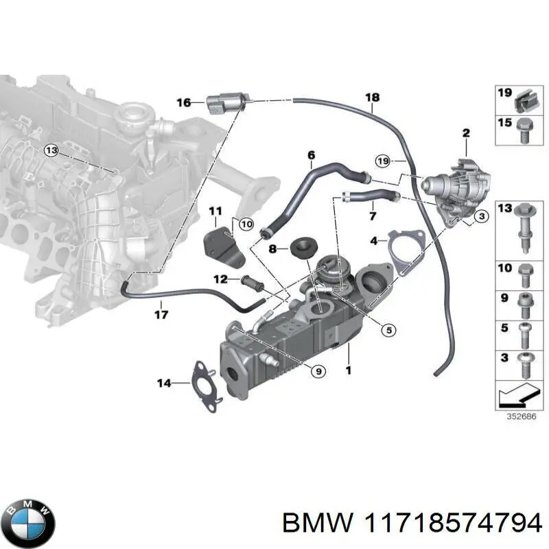 Радиатор системы EGR рециркуляции выхлопных газов BMW 11718574794 цена, от 57.20 USD