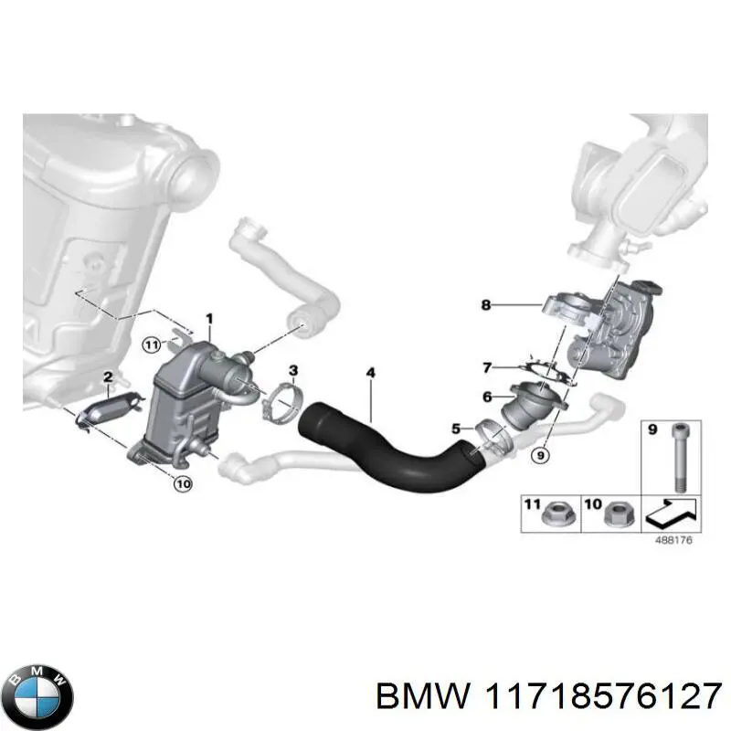 11718576127 BMW Прокладка EGR клапана рециркуляции
