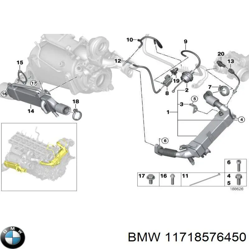 11718576450 BMW радиатор системы egr рециркуляции выхлопных газов