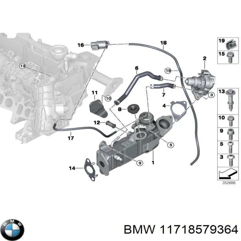 11718579364 BMW прокладка egr-клапана рециркуляции
