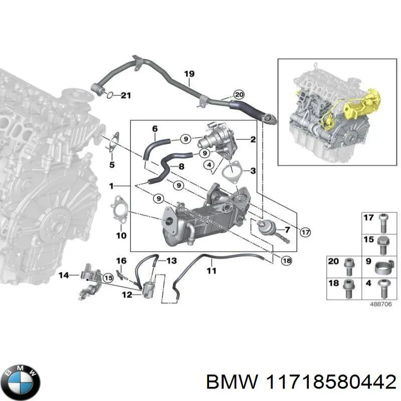 11718580442 BMW válvula egr de recirculação dos gases