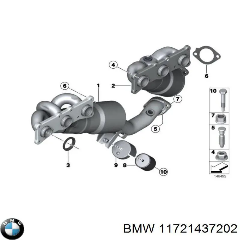 Гайка крепления приемной трубы глушителя (штанов) BMW 11721437202