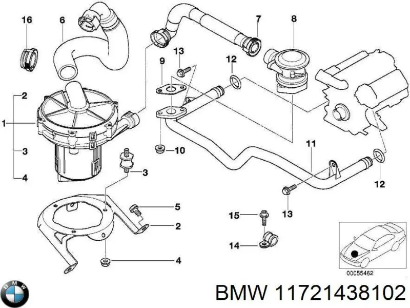 11721438102 BMW патрубок вентиляции картера (маслоотделителя)