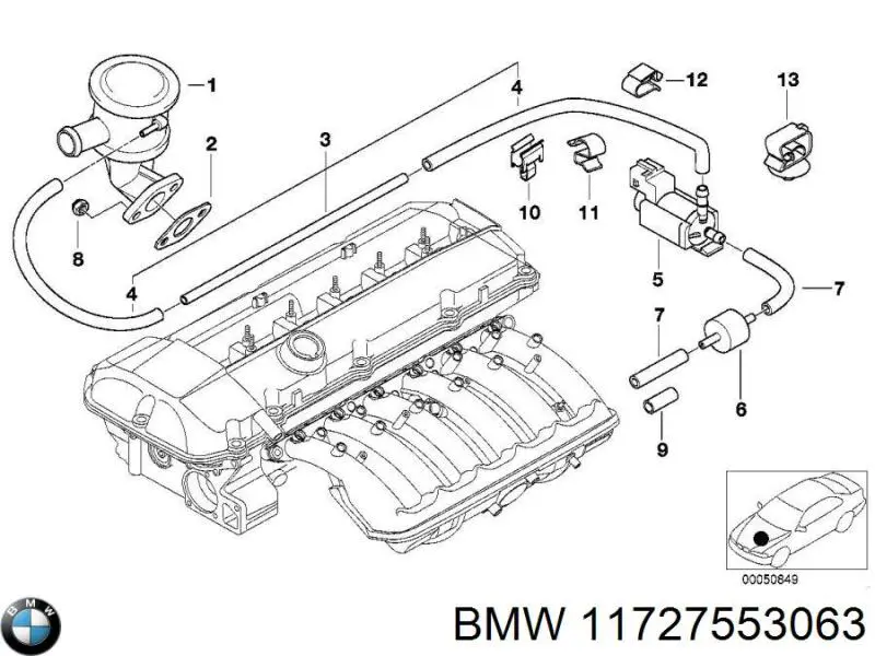 Клапан подачи вторичного воздуха BMW 11727553063 цена, от 60.19 USD