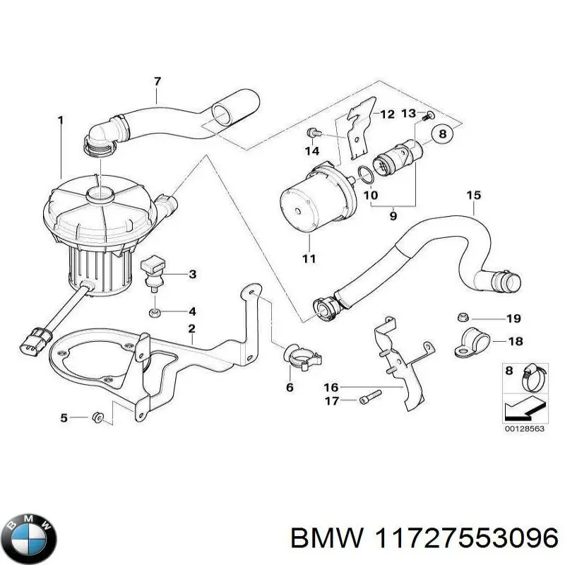 Патрубок воздушный, от насоса к клапану подачи воздуха на BMW 5 (E60) купить.