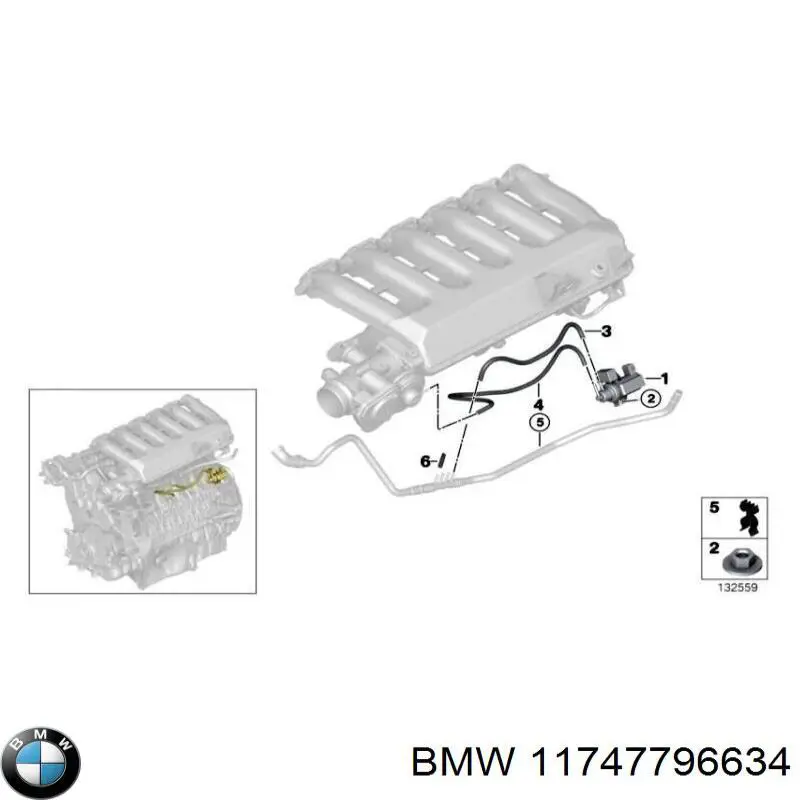 Купить 11747796634 BMW Клапан преобразователь давления наддува (соленоид) 