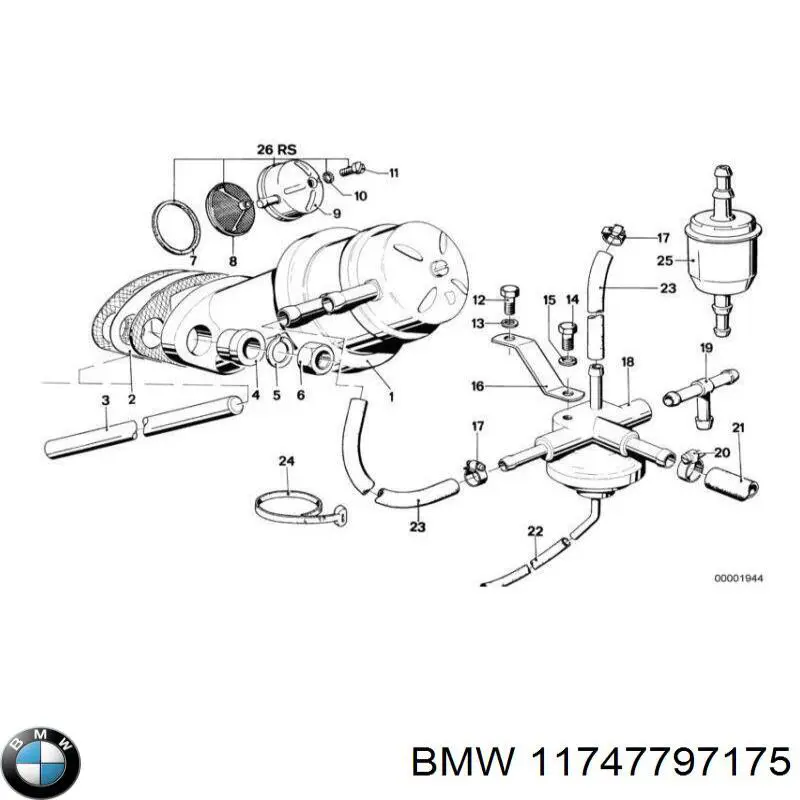 11747797175 BMW cano derivado de ventilação de cárter (de separador de óleo)