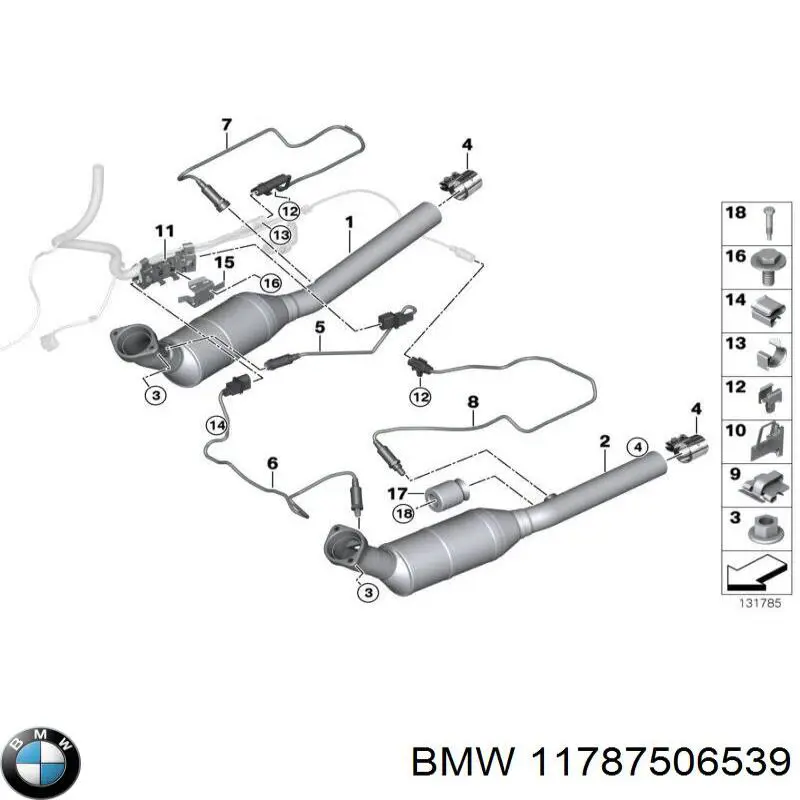 Лямбда-зонд, датчик кислорода после катализатора правый BMW 11787506539