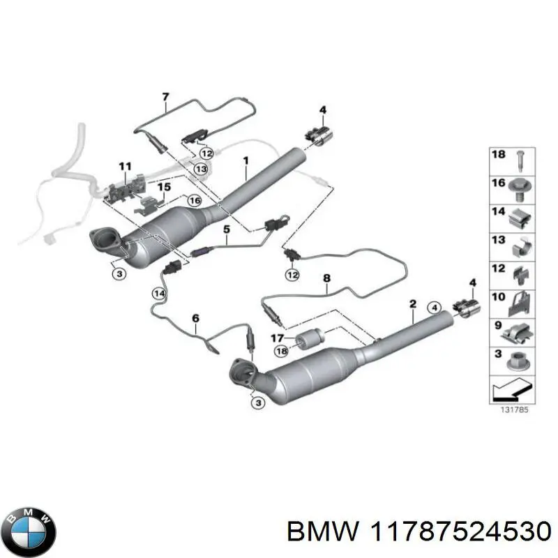 11787524530 BMW sonda lambda, sensor esquerdo de oxigênio depois de catalisador