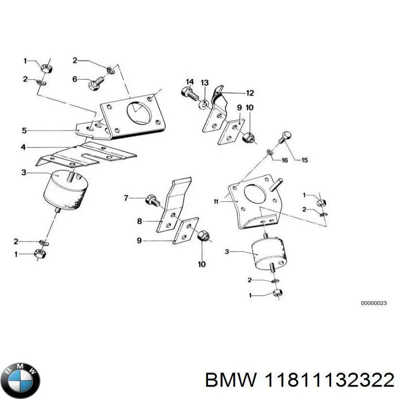 11811132322 BMW Опора двигателя, левая/правая