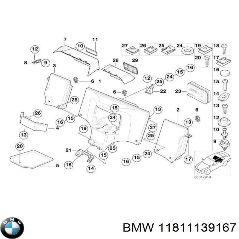 Пистон (клип) крепления подкрылка переднего крыла BMW 11811139167