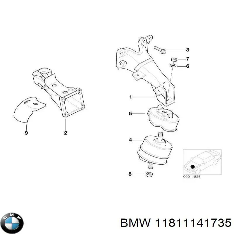 Подушка (опора) двигателя левая на Бмв 3 E36 (BMW 3)